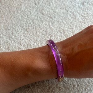 Alexis Bittar Purple Lucite Hinged Bracelet with Crystal Accents-Women Jewelry